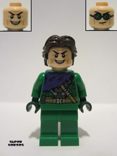 lego 2023 mini figurine sh888 Green Goblin Green Outfit without Mask, Dark Brown Hair 