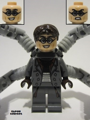 lego 2023 mini figurine sh890 Dr. Octopus (Otto Octavius) / Doc Ock Dark Bluish Gray Outfit, Mechanical Arms 