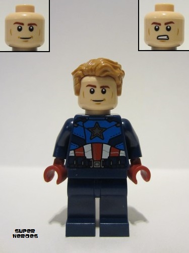 lego 2023 mini figurine sh908 Captain America Dark Blue Suit, Dark Red Hands, Hair 