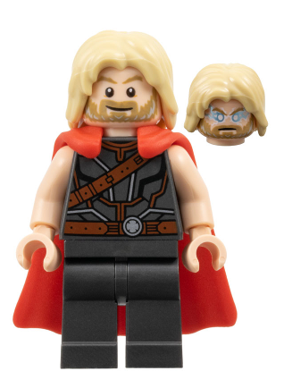 lego 2024 mini figurine sh0979 Thor Rubber Cape, Pearl Dark Gray Legs, Tousled Hair 