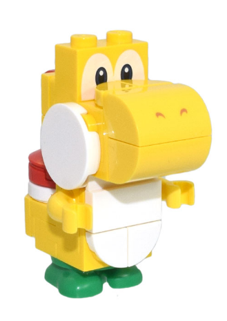 lego 2022 mini figurine mar0100 Yellow Yoshi White Tile, Round 1 x 1 Quarter on Front 