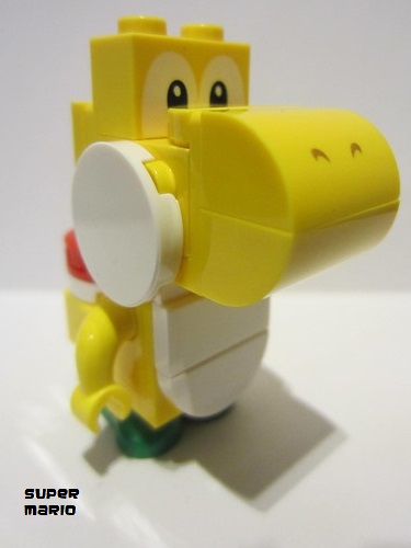 lego 2022 mini figurine mar0111 Yellow Yoshi White Tile, Round 1 x 2 Half on Front 
