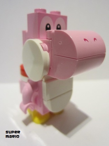 lego 2023 mini figurine mar0143 Pink Yoshi White Tile, Round 1 x 2 Half on Front 
