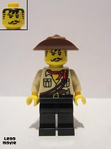 lego 2014 mini figurine tlm068 Johnny Thunder The Lego Movie - Dark Brown Straps, White Pupils 