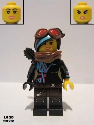 lego 2019 mini figurine tlm117 Lucy Wyldstyle With Black Quiver, Reddish Brown Scarf and Goggles, Smile / Angry 