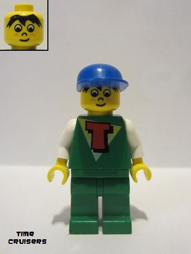 lego 1998 mini figurine tim005 Time Cruisers Timmy with Green Legs, Blue Cap 