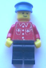 lego 1978 mini figurine but033 Citizen Shirt with 4 Buttons (sticker) - Red - Black Legs, Blue Hat 