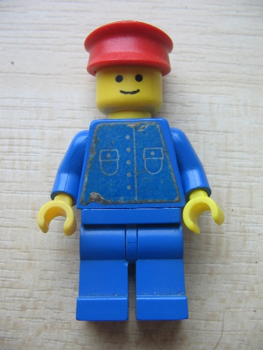 lego 1978 mini figurine but034s Citizen Shirt with 5 Buttons (Sticker) - Blue - Blue Legs, Red Hat 