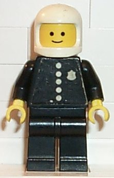 lego 1978 mini figurine cop023s Police Torso Sticker with 4 Buttons and Badge, Black Legs, White Classic Helmet 