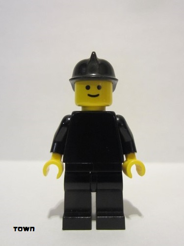 lego 1978 mini figurine fire005 Fire Plain Black Torso with Black Arms, Black Legs, Black Fire Helmet 