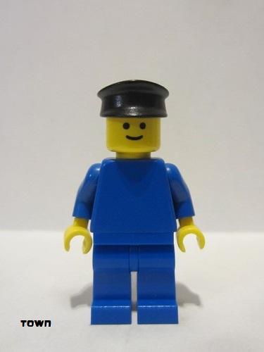 lego 1978 mini figurine pln020 Citizen Plain Blue Torso with Blue Arms, Blue Legs, Black Hat 