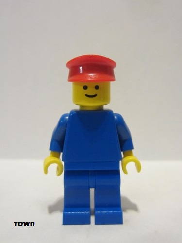 lego 1978 mini figurine pln028 Citizen Plain Blue Torso with Blue Arms, Blue Legs, Red Hat 