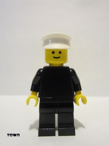 lego 1978 mini figurine pln106 Citizen Plain Black Torso with Black Arms, Black Legs, White Hat 