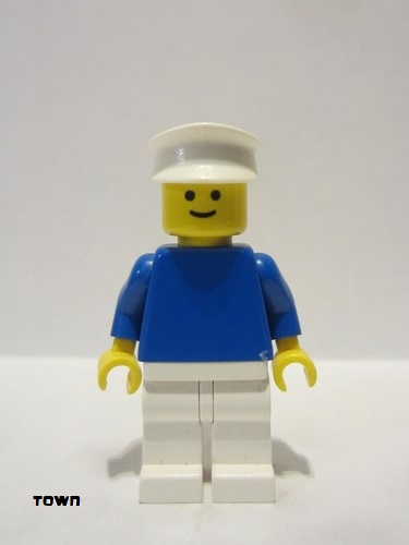 lego 1978 mini figurine pln126 Citizen Plain Blue Torso with Blue Arms, White Legs, White Hat 