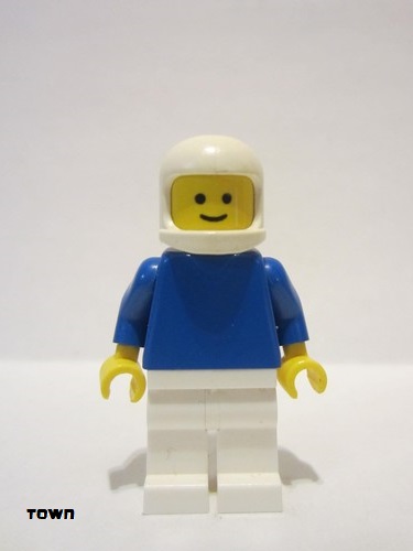 lego 1978 mini figurine pln127 Citizen Plain Blue Torso with Blue Arms, White Legs, White Classic Helmet 