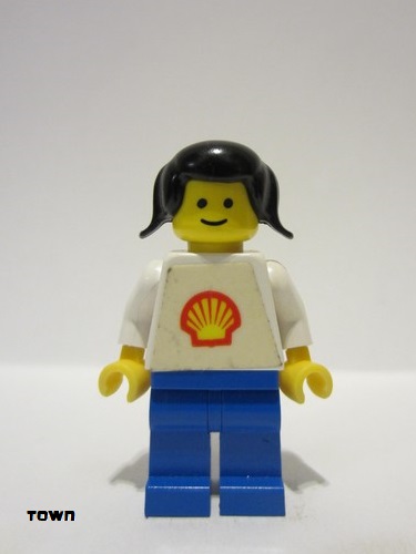lego 1978 mini figurine shell004a Shell - Classic Blue Legs, Black Pigtails Hair (Torso with Trapezoid Sticker) 