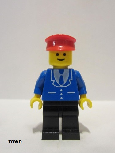 lego 1978 mini figurine trn099 Citizen Suit with 3 Buttons Blue - Black Legs, Red Hat 