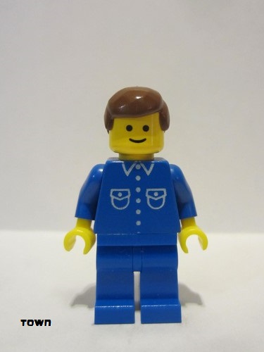 lego 1979 mini figurine but022 Citizen Shirt with 6 Buttons - Blue, Blue Legs, Brown Male Hair 