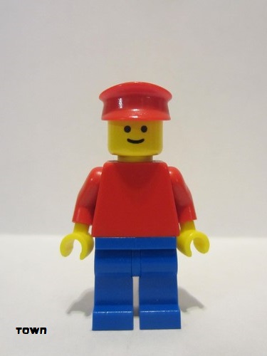 lego 1979 mini figurine pln069 Citizen Plain Red Torso with Red Arms, Blue Legs, Red Hat 