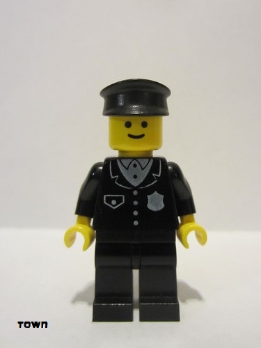 lego 1980 mini figurine cop015 Police Suit with 4 Buttons, Black Legs, Black Hat 