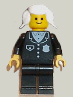 lego 1980 mini figurine cop046 Police Suit with 4 Buttons, Black Legs, White Pigtails Hair 