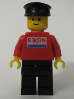 lego 1980 mini figurine exx003 Exxon Black Legs, Black Hat 