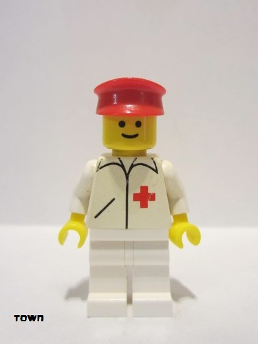 lego 1981 mini figurine doc007 Doctor Straight Line, White Legs, Red Hat 