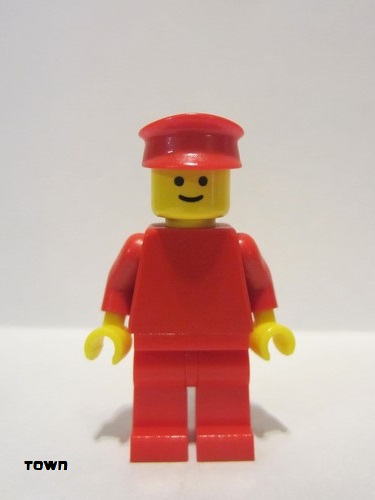 lego 1981 mini figurine pln004 Citizen Plain Red Torso with Red Arms, Red Legs, Red Hat 