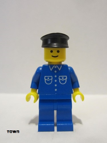 lego 1982 mini figurine but028 Citizen Shirt with 6 Buttons - Blue, Blue Legs, Black Hat 