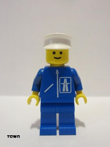 lego 1982 mini figurine hgh002 Citizen Highway Pattern - Blue Legs, White Hat 