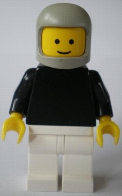 lego 1982 mini figurine pln152 Citizen Plain Black Torso with Black Arms, White Legs, Light Gray Classic Helmet 