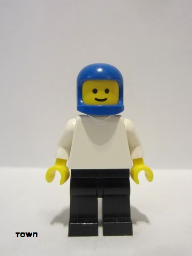 lego 1983 mini figurine pln052 Citizen Plain White Torso with White Arms, Black Legs, Blue Classic Helmet 