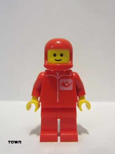 lego 1984 mini figurine post002 Post Office Red Legs, Red Classic Helmet 