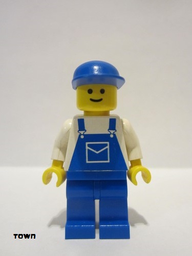 lego 1984 mini figurine trn026 Citizen Overalls Blue with Pocket, Blue Legs, Blue Cap 