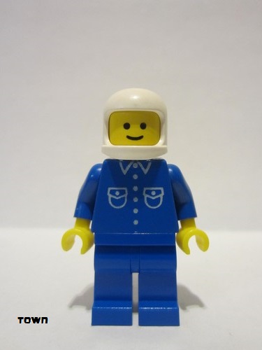 lego 1985 mini figurine but017 Citizen Shirt with 6 Buttons - Blue, Blue Legs, White Classic Helmet 