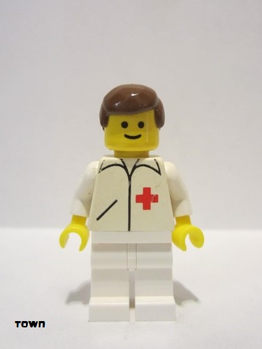 lego 1985 mini figurine doc005 Doctor Straight Line, White Legs, Brown Male Hair 