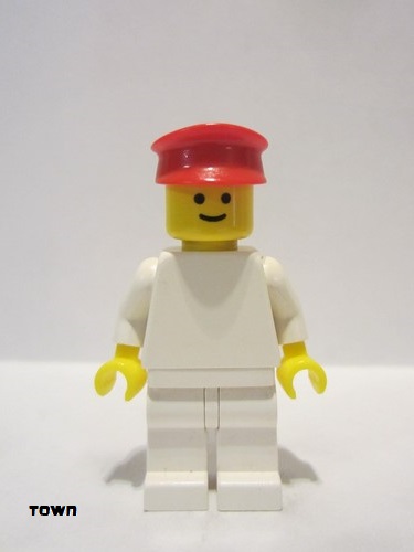lego 1985 mini figurine pln164 Citizen Plain White Torso with White Arms, White Legs, Red Hat 