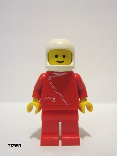 lego 1986 mini figurine zip045 Citizen Jacket with Zipper - Red, Red Legs, White Classic Helmet 