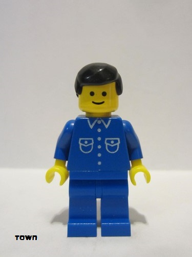 lego 1987 mini figurine but019 Citizen Shirt with 6 Buttons - Blue, Blue Legs, Black Male Hair 