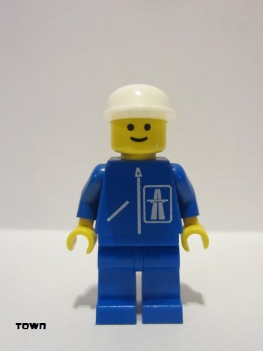 lego 1987 mini figurine hgh003 Citizen Highway Pattern - Blue Legs, White Cap 