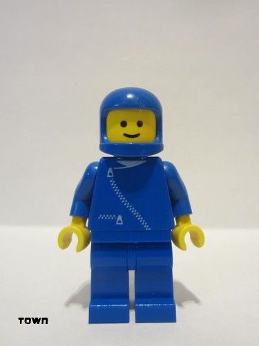 lego 1987 mini figurine zip001 Citizen Jacket with Zipper - Blue, Blue Legs, Blue Classic Helmet 