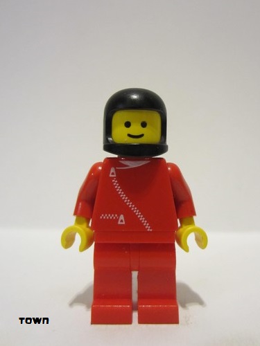lego 1987 mini figurine zip044 Citizen Jacket with Zipper - Red, Red Legs, Black Classic Helmet 