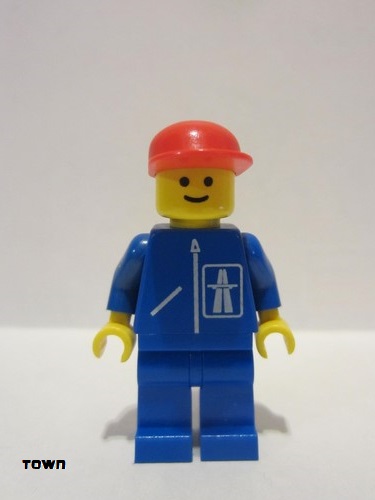 lego 1988 mini figurine hgh004 Citizen Highway Pattern - Blue Legs, Red Cap 