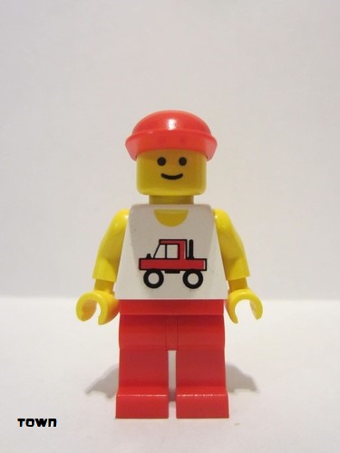 lego 1988 mini figurine trc001 Trucker Red Legs, Red Cap 