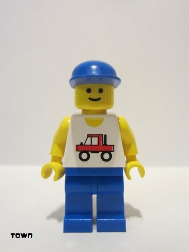 lego 1988 mini figurine trc002 Trucker Blue Legs, Blue Cap 