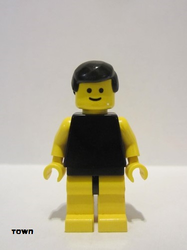 lego 1989 mini figurine pln040 Citizen Plain Black Torso with Yellow Arms, Yellow Legs, Black Male Hair 
