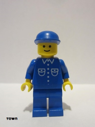 lego 1990 mini figurine but007 Citizen Shirt with 6 Buttons - Blue, Blue Legs, Blue Cap 
