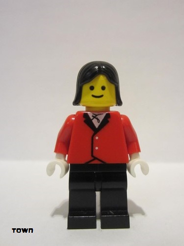 lego 1990 mini figurine par049 Citizen Red Riding Jacket - Black Legs, Black Female Hair 