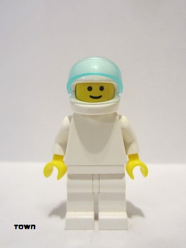 lego 1990 mini figurine pln0010 Citizen Plain White Torso with White Arms, White Legs, White Helmet, Trans-Light Blue Visor 