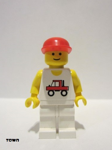 lego 1990 mini figurine trc004 Trucker White Legs, Red Cap 